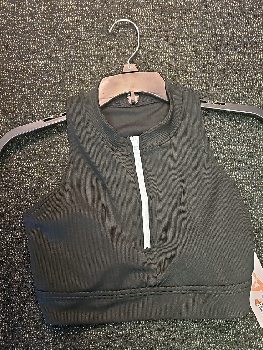 Women's Black Zip-Front Sports Bra